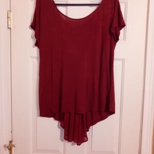 Torrid Burgundy Women's Sheer Tunic Top Sleeveless Size 0X